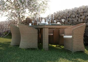 nowoczesne zestawy mebli ogrodowych: Meble ogrodowe RAPALLO 220cm royal piaskowe