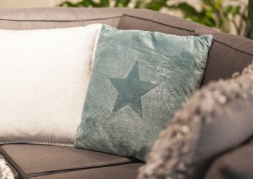 Poduszka dekoracyjna Glitter Star mineralny niebieski 45cm