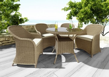 zestaw stół krzesła: Meble ogrodowe FILIP II + LEONARDO royal piaskowe