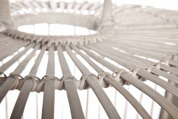 Lampa bambusowa TOULOUSE ⌀96cm x wys. 72cm biała przecierana