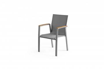 designerskie meble tarasowe: Krzesło ogrodowe LEON teak szare