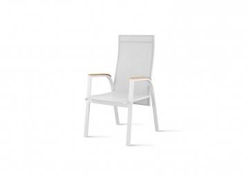 wygodne meble tarasowe: Krzesło ogrodowe ALICANTE teak białe