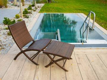 krzesło ogrodowe: Krzesło ogrodowe PORTO z podnóżkiem modern brown 398