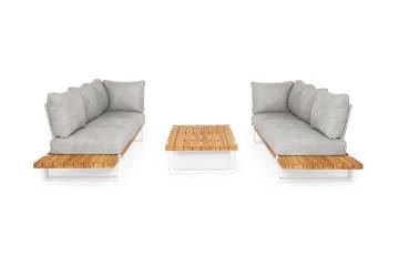 eleganckie meble ogrodowe: Zestaw sof na taras NARDO III biały