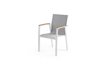 Meble ogrodowe metalowe: Krzesło ogrodowe LEON teak białe