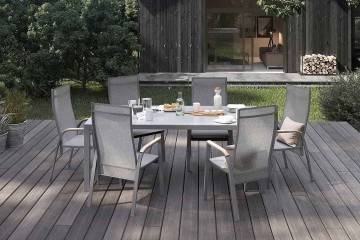 Final Sale - stoły i krzesła -50%: Meble ogrodowe OVIEDO szare teak