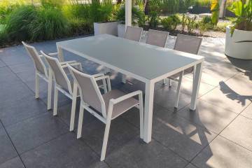 Stół OVIEDO biały + 6x krzesło LEON 1316
