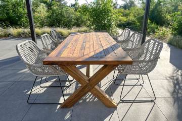 Stół ogrodowy LYON 240 cm + 6x Krzesło LAVAL białe 1364